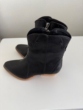 CCOCCI Black Leather Lace-Up Western Ankle Boots